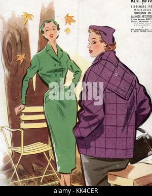 French Magazine page .1950`s. Stock Photo